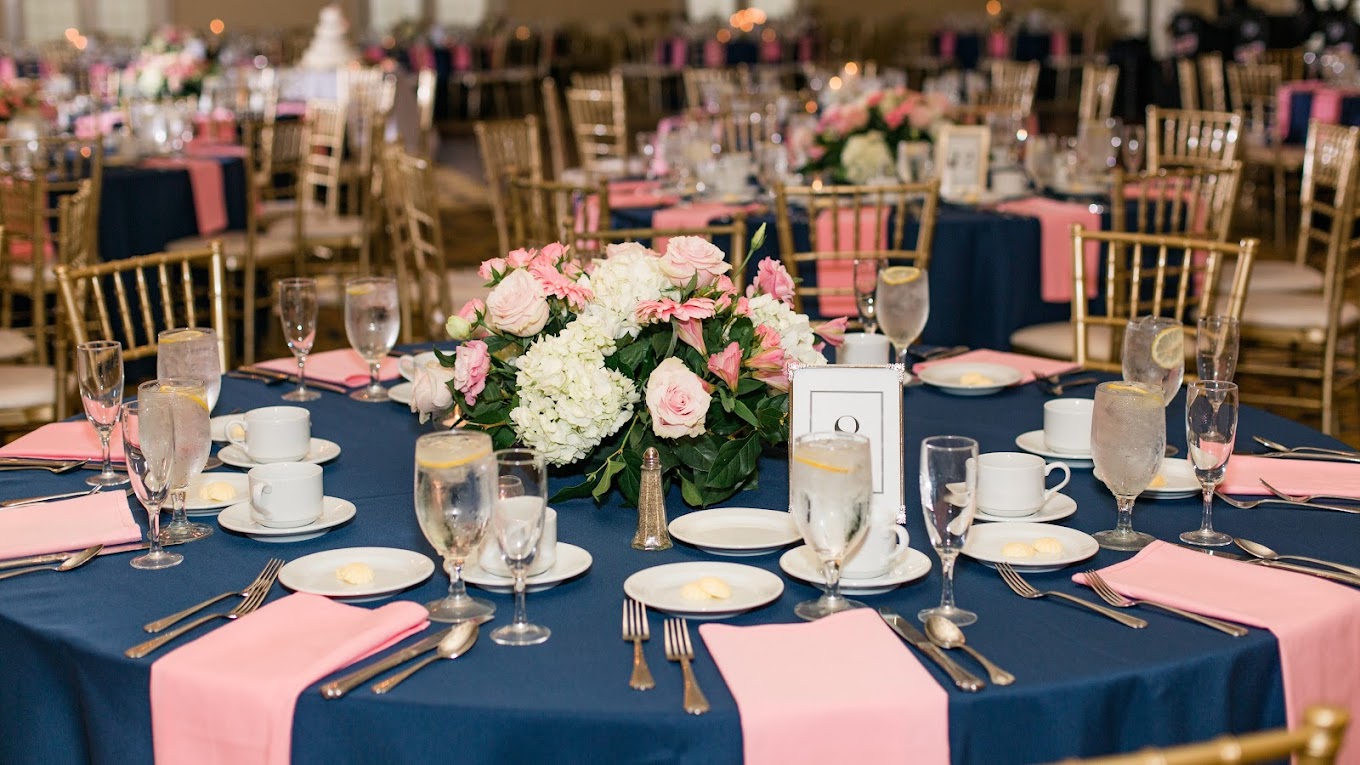 A wedding reception table setup at Springmill Manor event venue